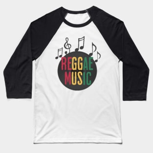 Reggae Music | Music Notes | Vintage Vinyl Record Baseball T-Shirt